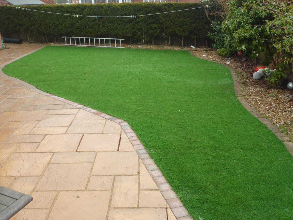 Fake grass lawn and patio